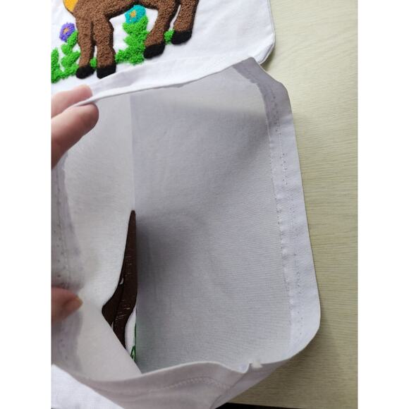 PILLOW COVERS-Crewel Stitch-Handmade-Reindeer-White Background16"x26"-Set of 2 - Picture 6 of 13